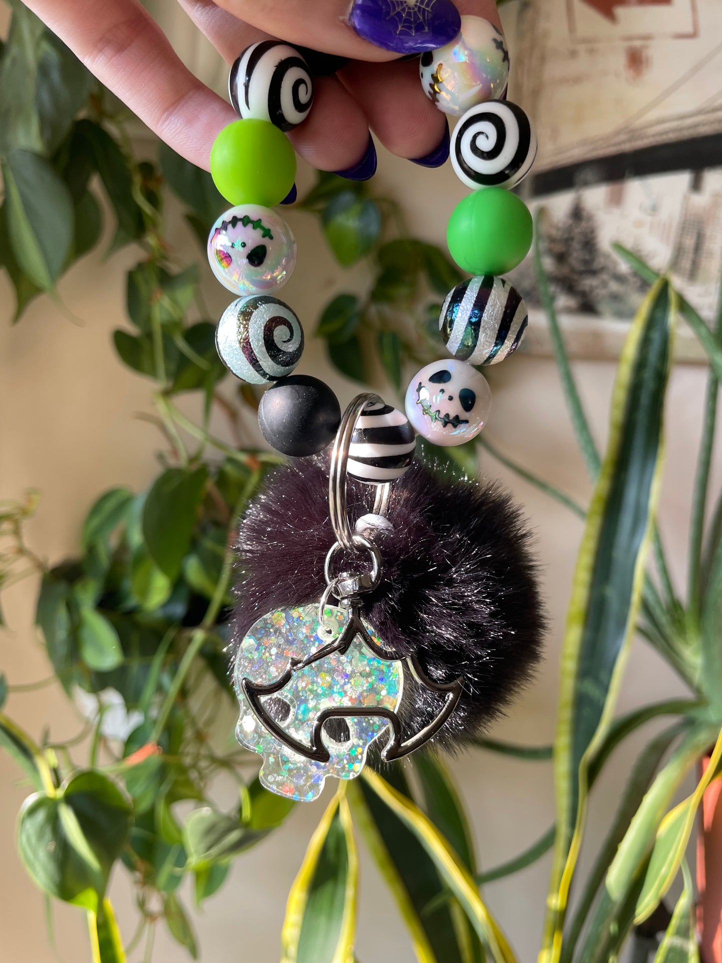 Nightmare bubble bead keychain and epoxy charms