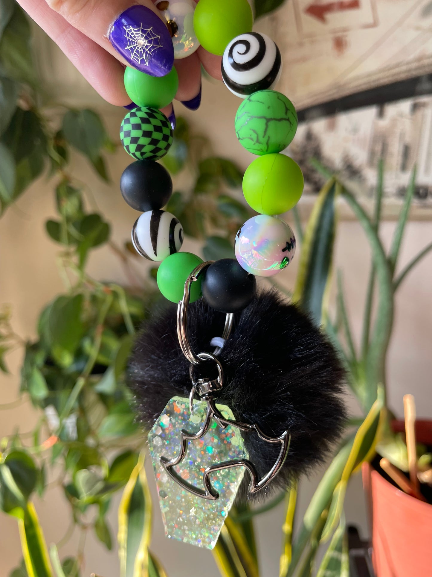 Nightmare bubble bead keychain and epoxy charms