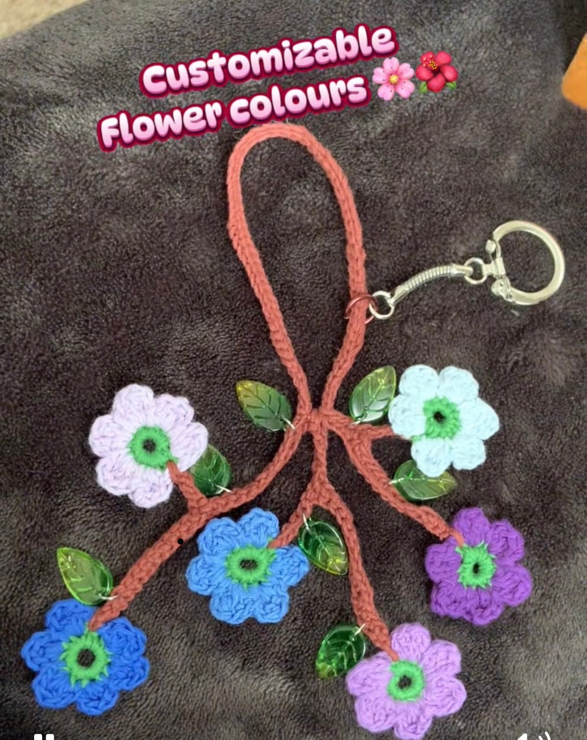 Customizable flower bag charm
