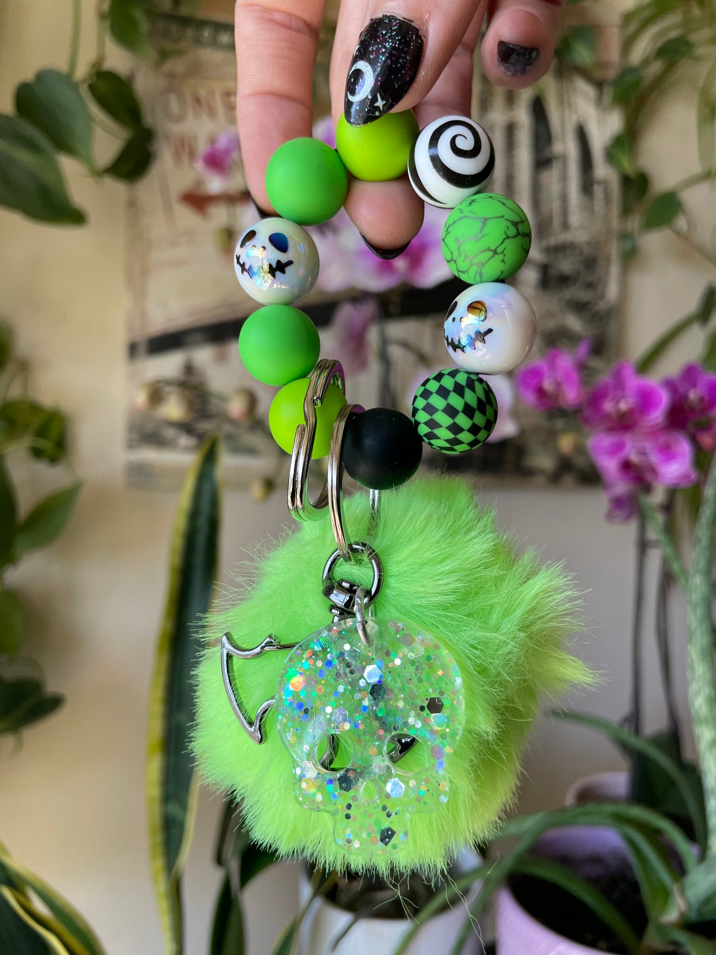 Nightmare bubble bead keychain and epoxy charms