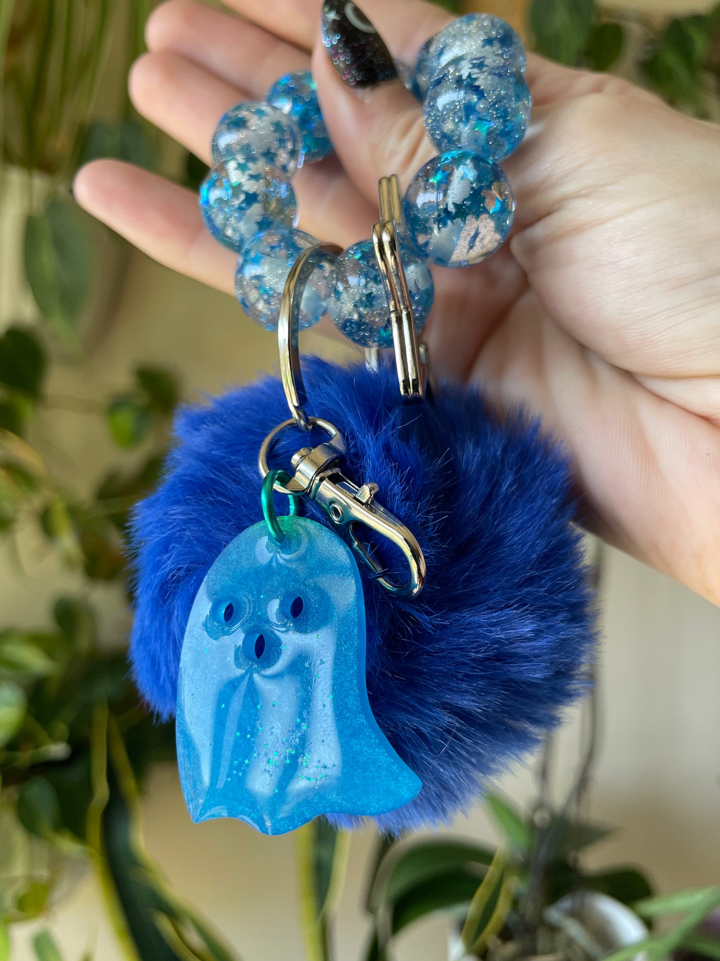 Boo-tiful galaxy bubble bead keychain