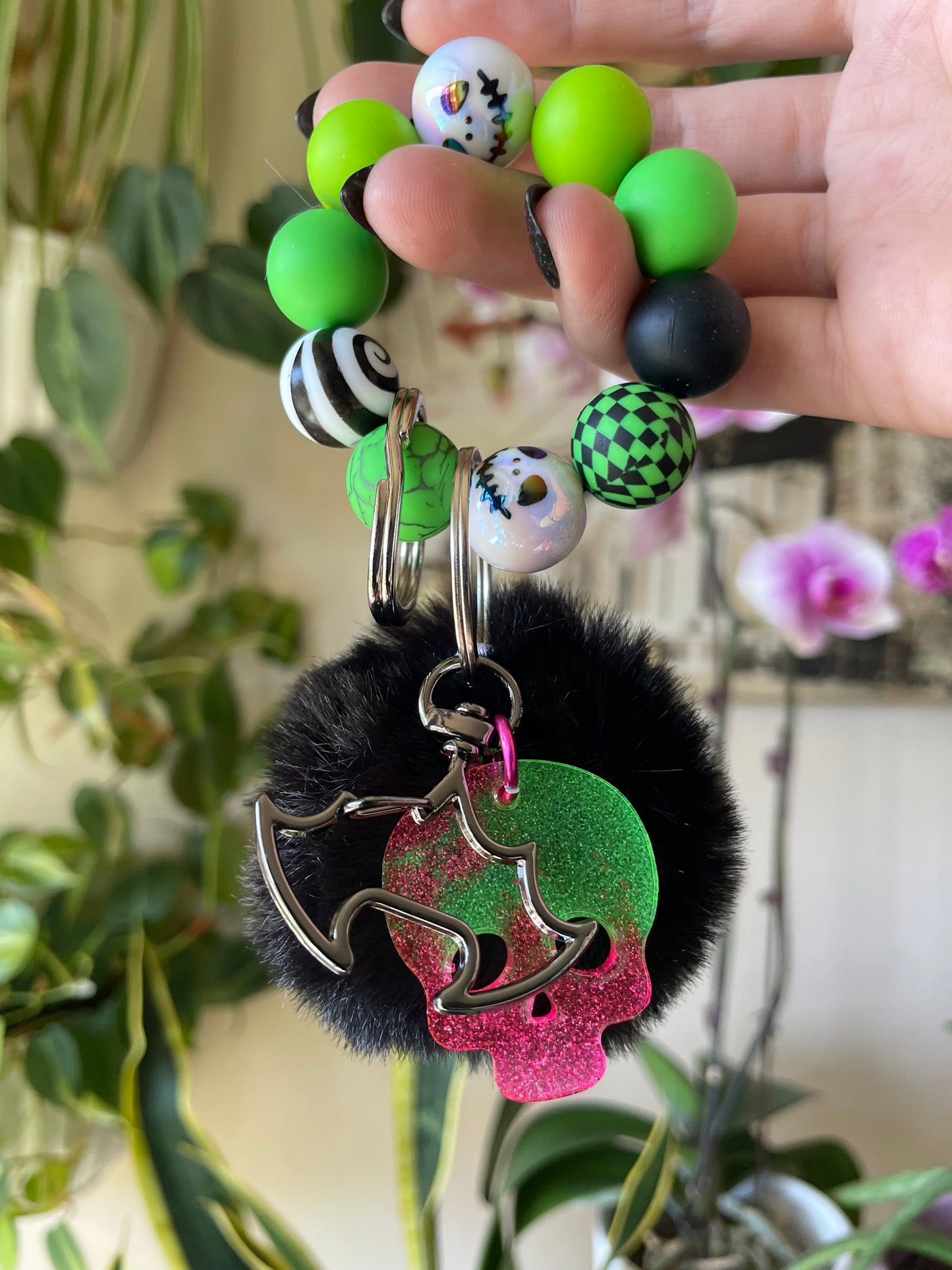 Watermelon Bubble bead epoxy keychains