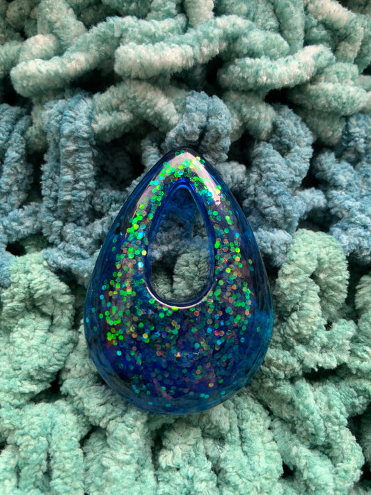Blue celestial epoxy resin amulet