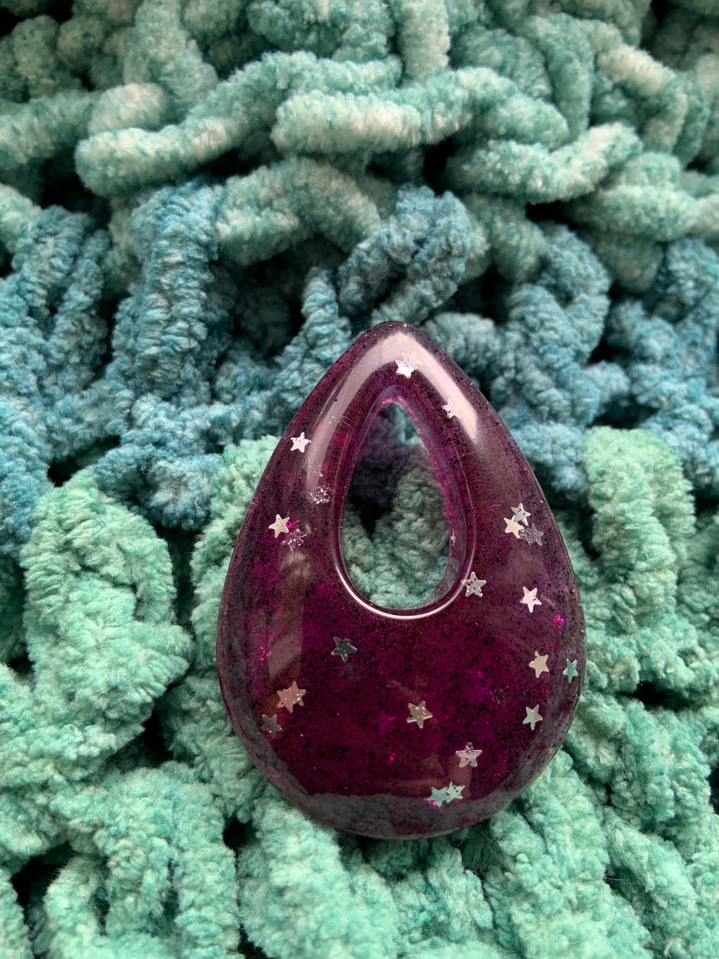 Starry purple night epoxy resin amulet
