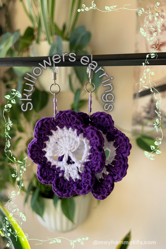 Purple skullower earrings