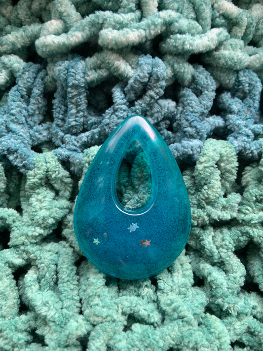 Twilight blue epoxy resin amulet