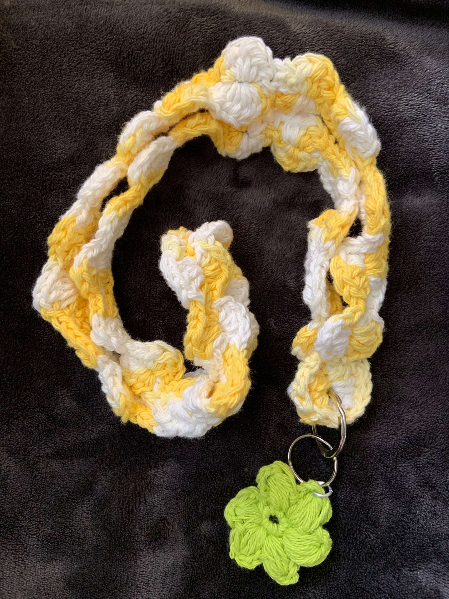 Sunshine lanyards with crochet flower puffs