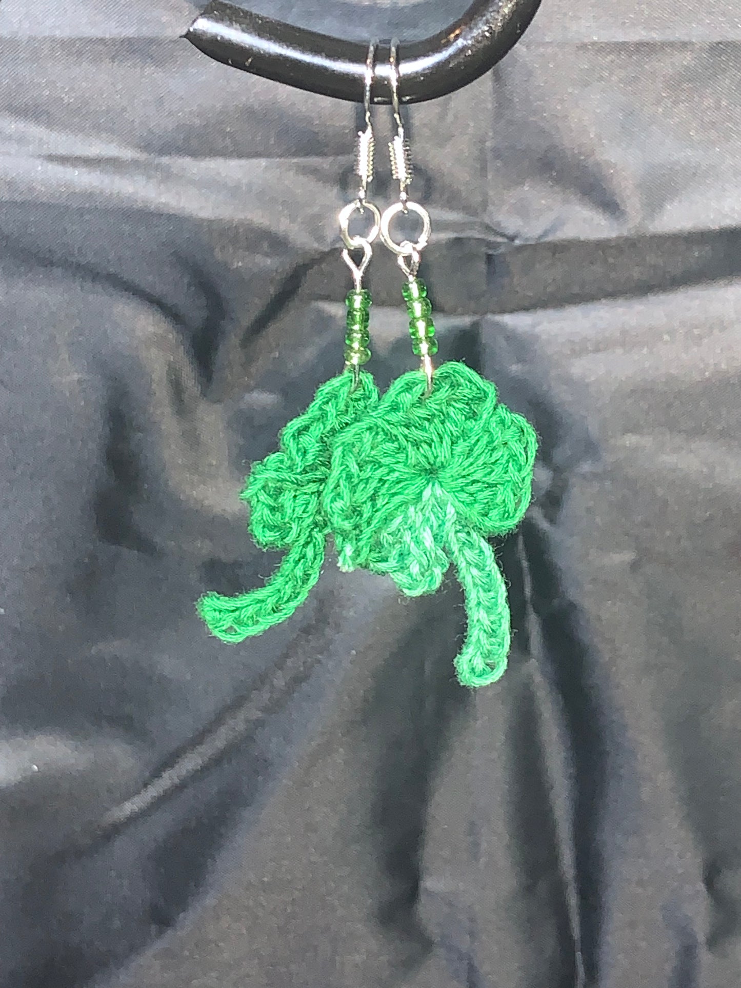 Classic green shamrock micro crochet earrings