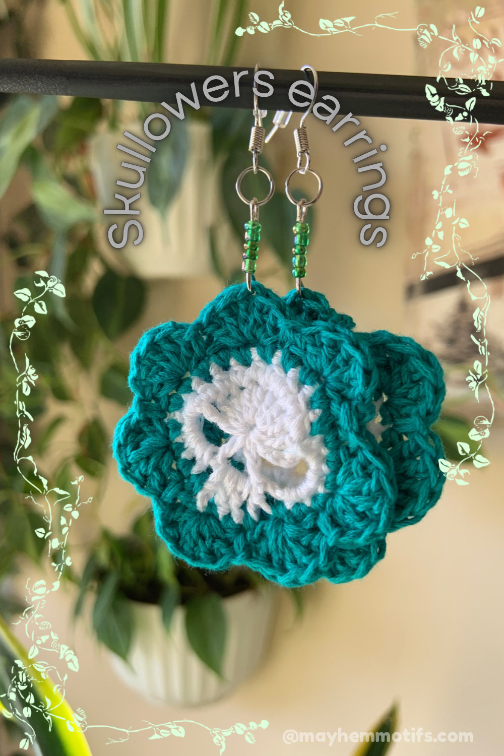 Teal skullower earrings