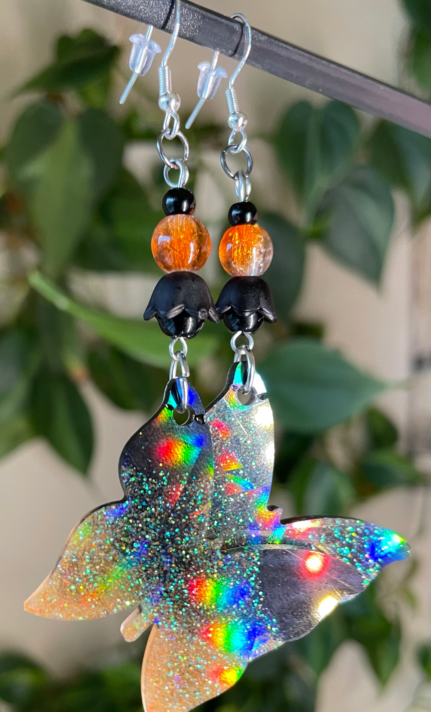 Papillon Noir resin butterfly earrings
