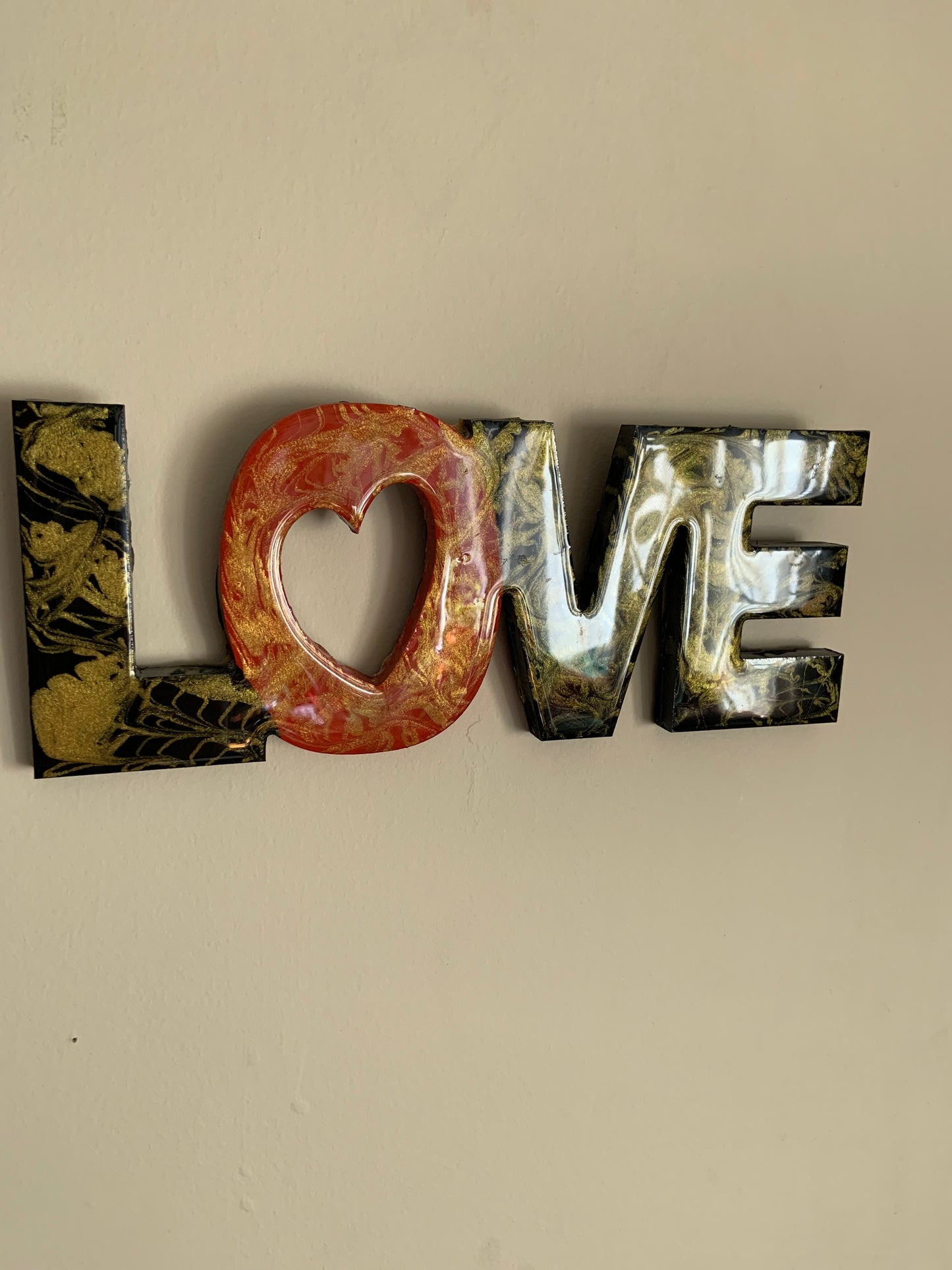 Love epoxy resin wall art