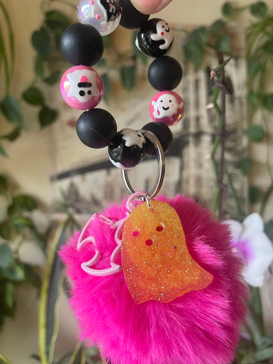 Halloween ghost bubble bead bag charm keychains