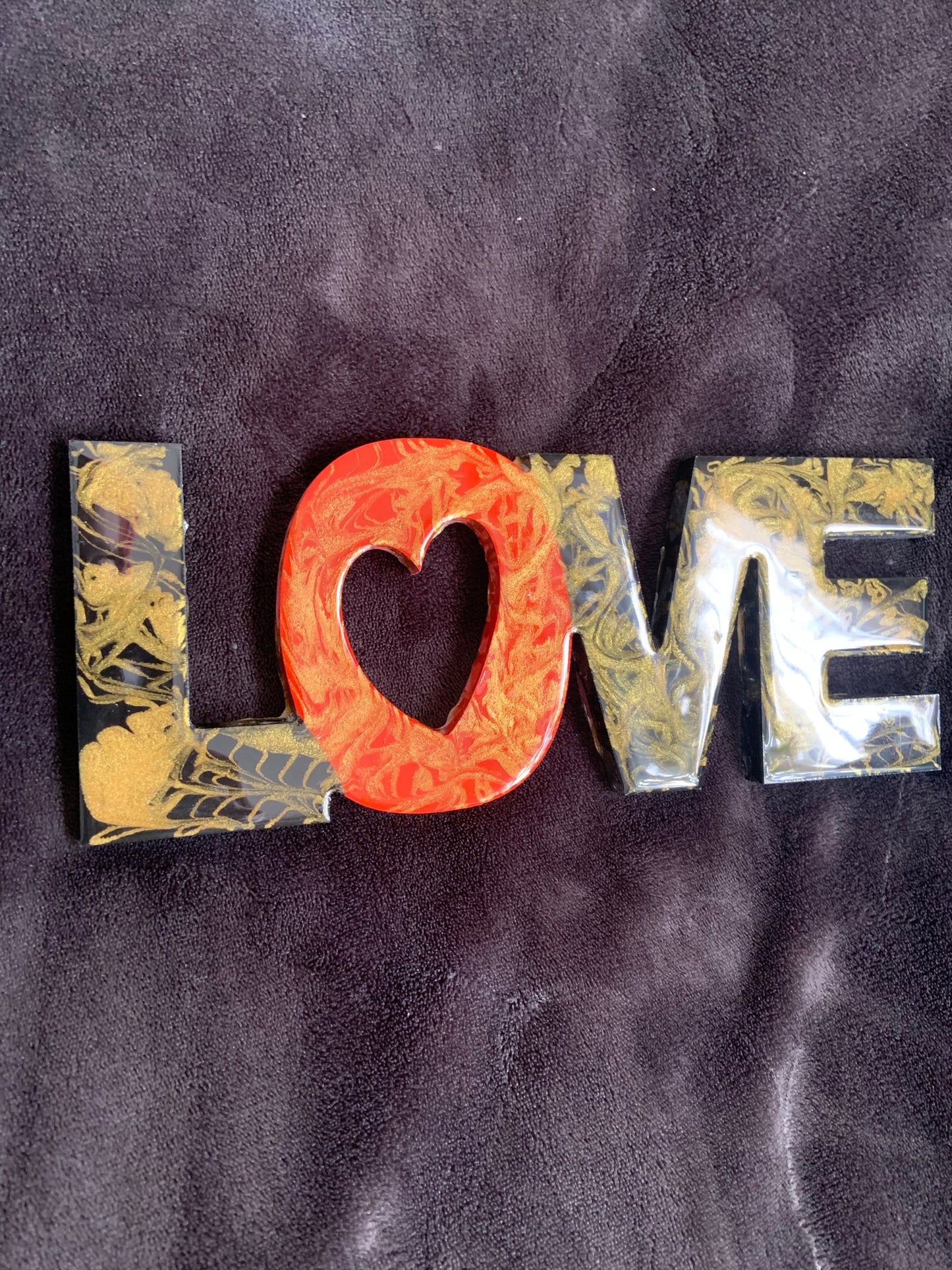 Love epoxy resin wall art