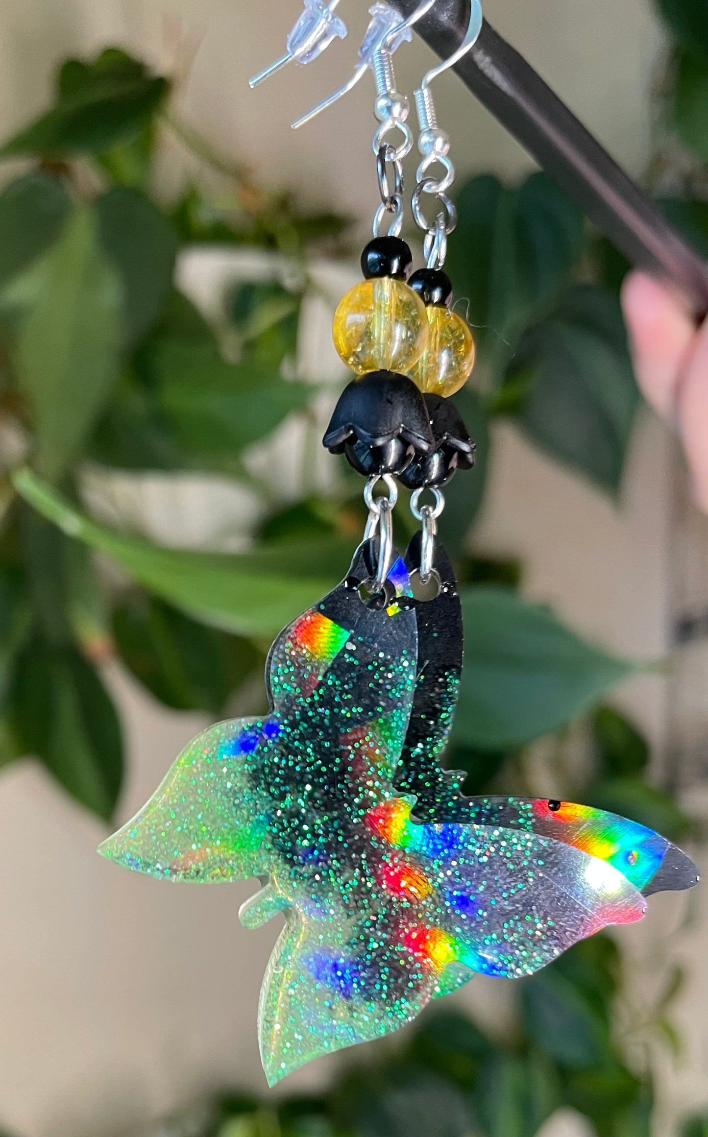Papillon Noir resin butterfly earrings