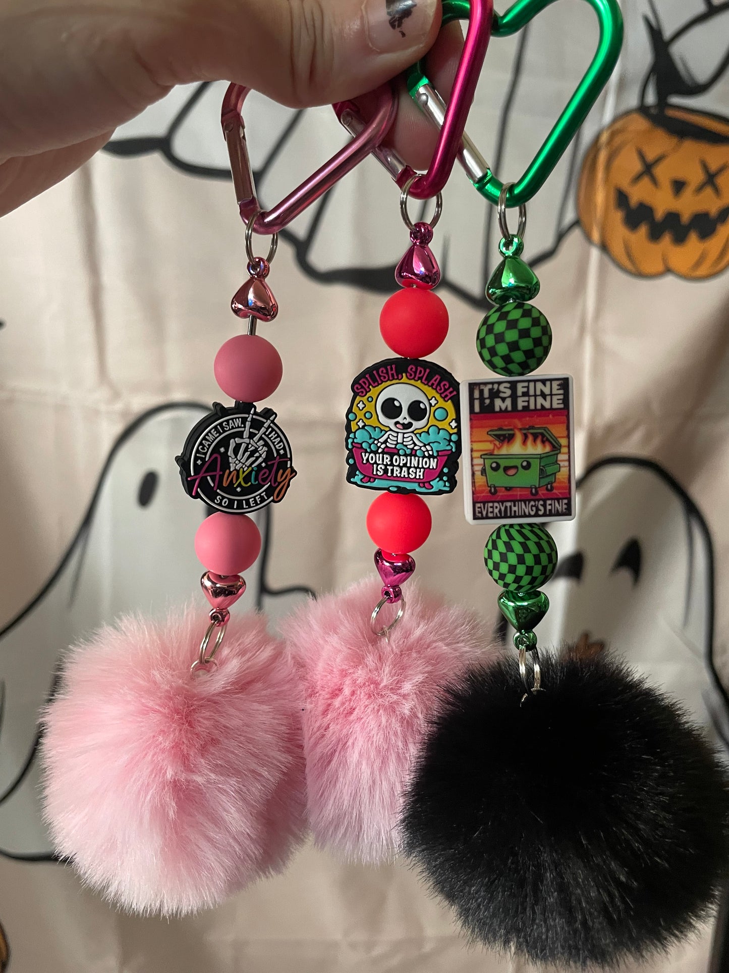 Sassy silicone beaded keychains