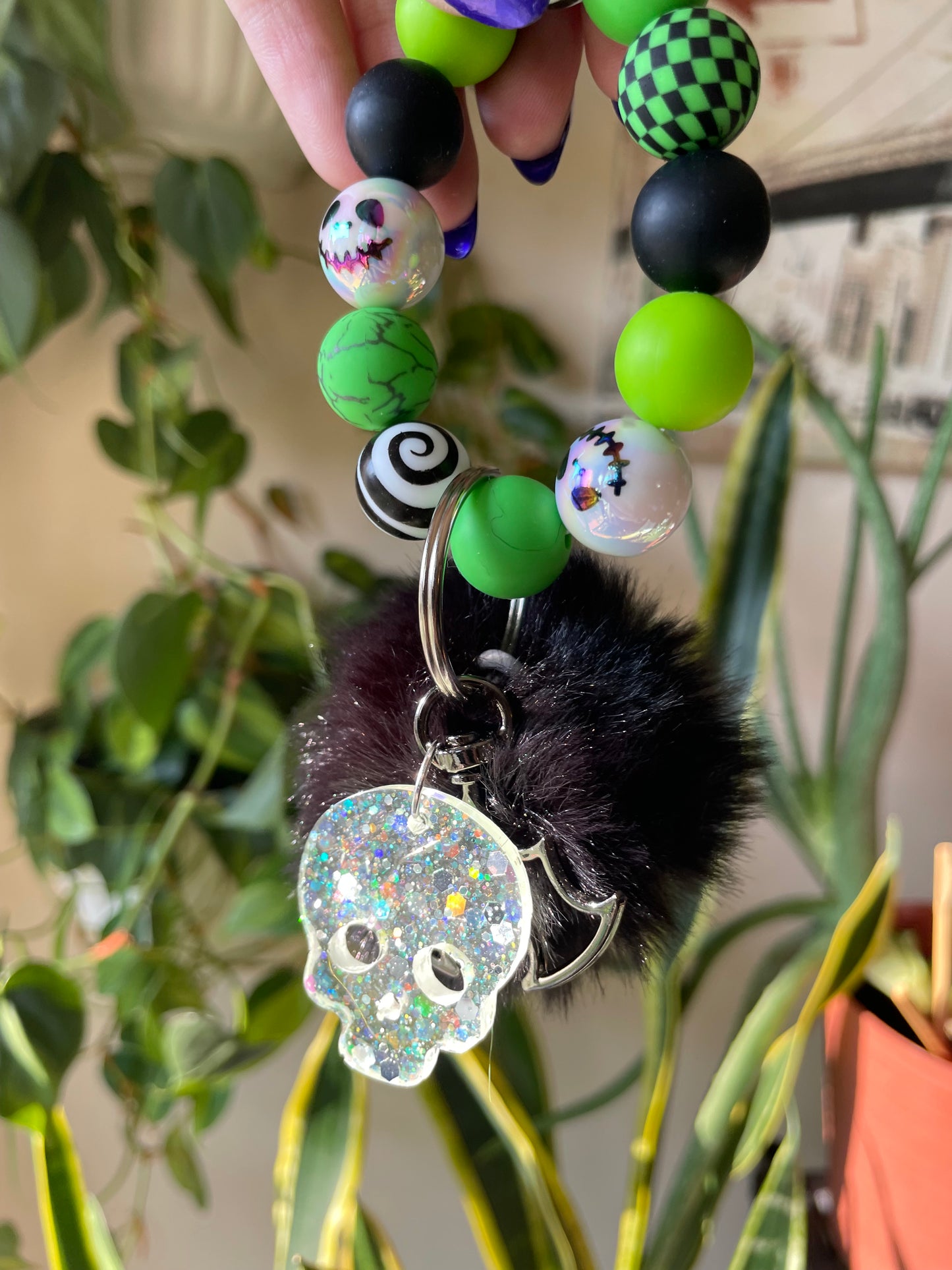 Nightmare bubble bead keychain and epoxy charms