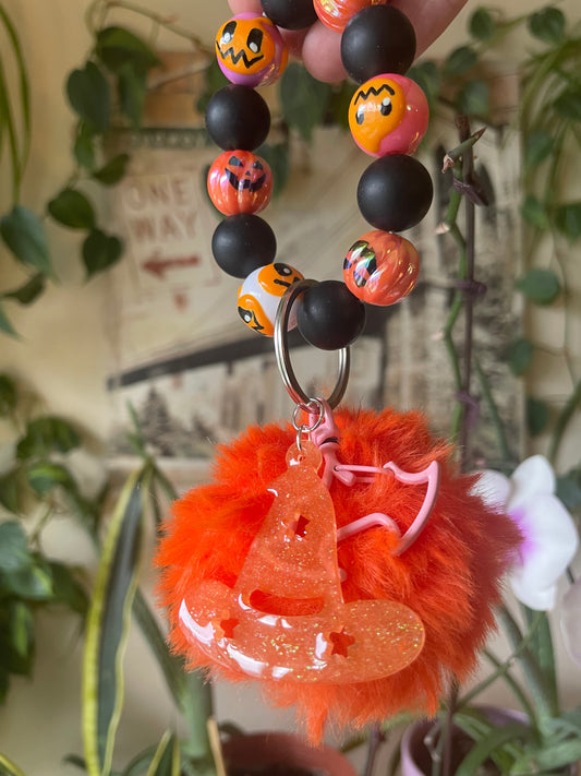 Pumpkin bubble bead bag charm keychain