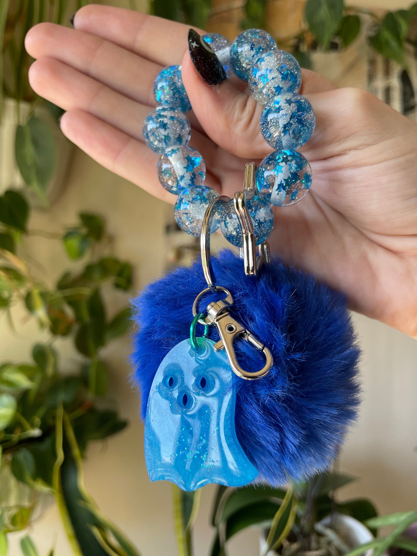 Boo-tiful galaxy bubble bead keychain