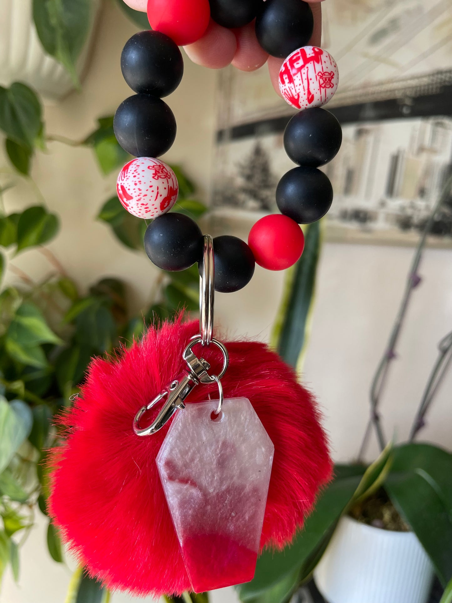 Horror bubble bead bag charm