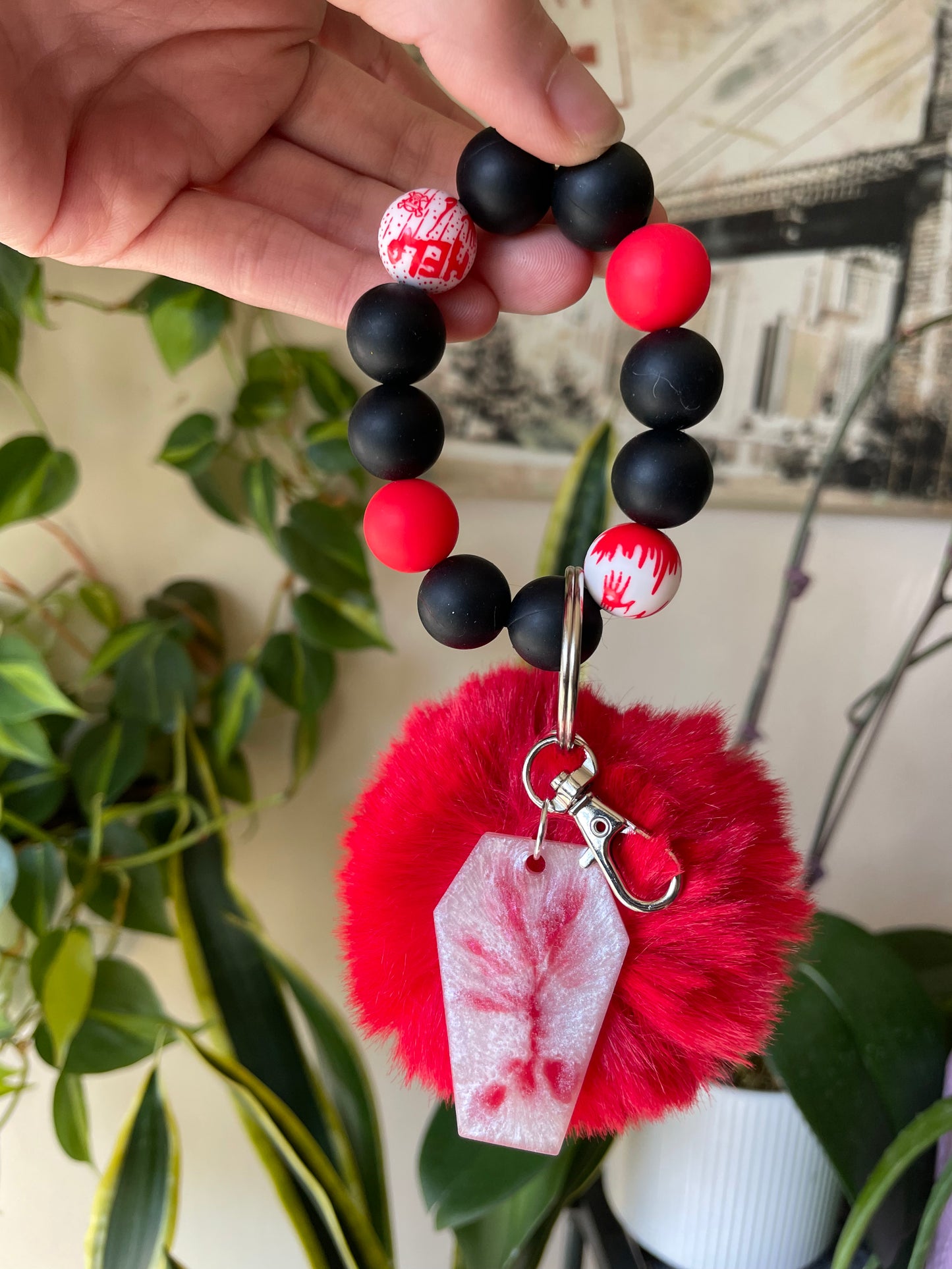 Horror bubble bead bag charm