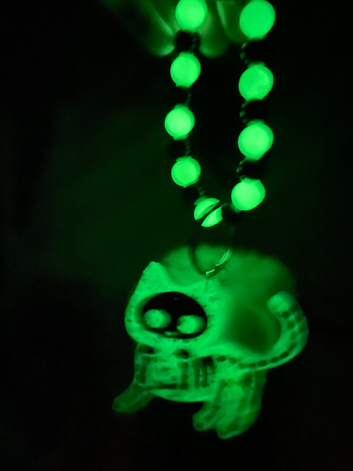 Glow in the dark Skele-kitty bag charm and keychain