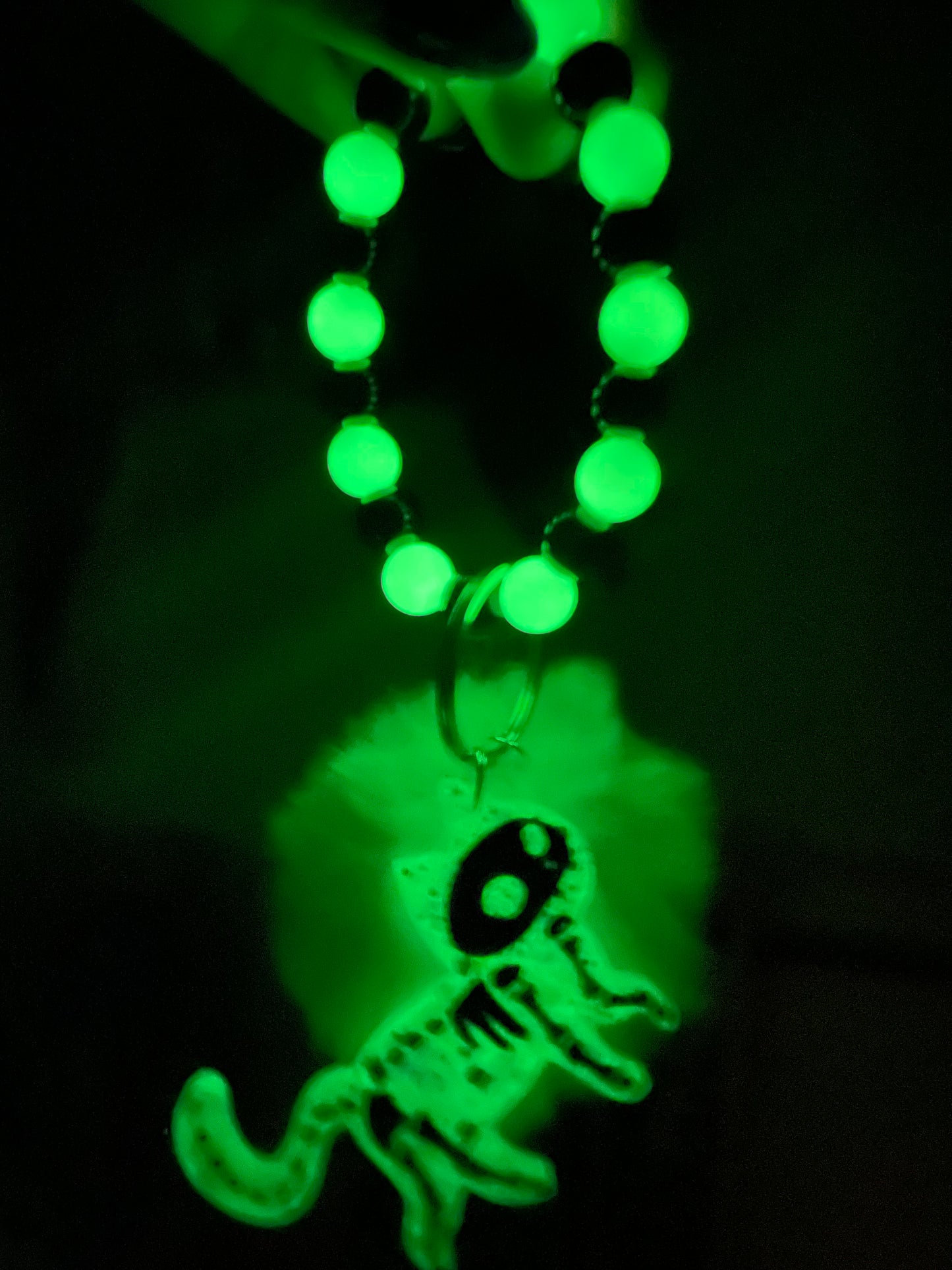 Glow in the dark Skele-kitty bag charm and keychain