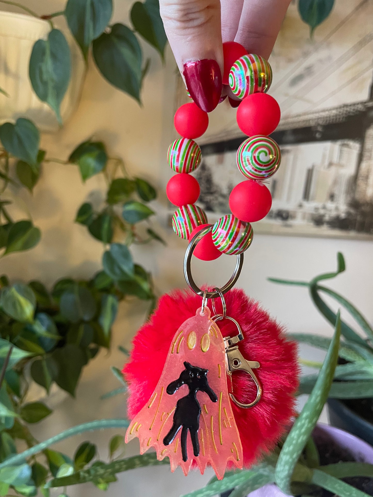 Spooky Christmas bubble bead bag charms