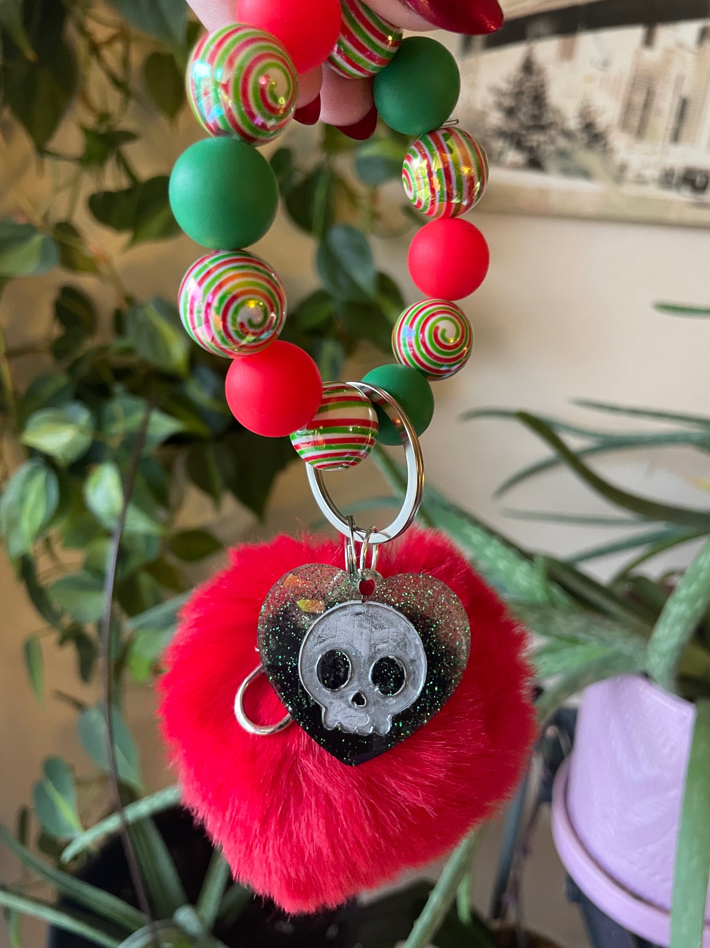 Spooky Christmas bubble bead bag charms