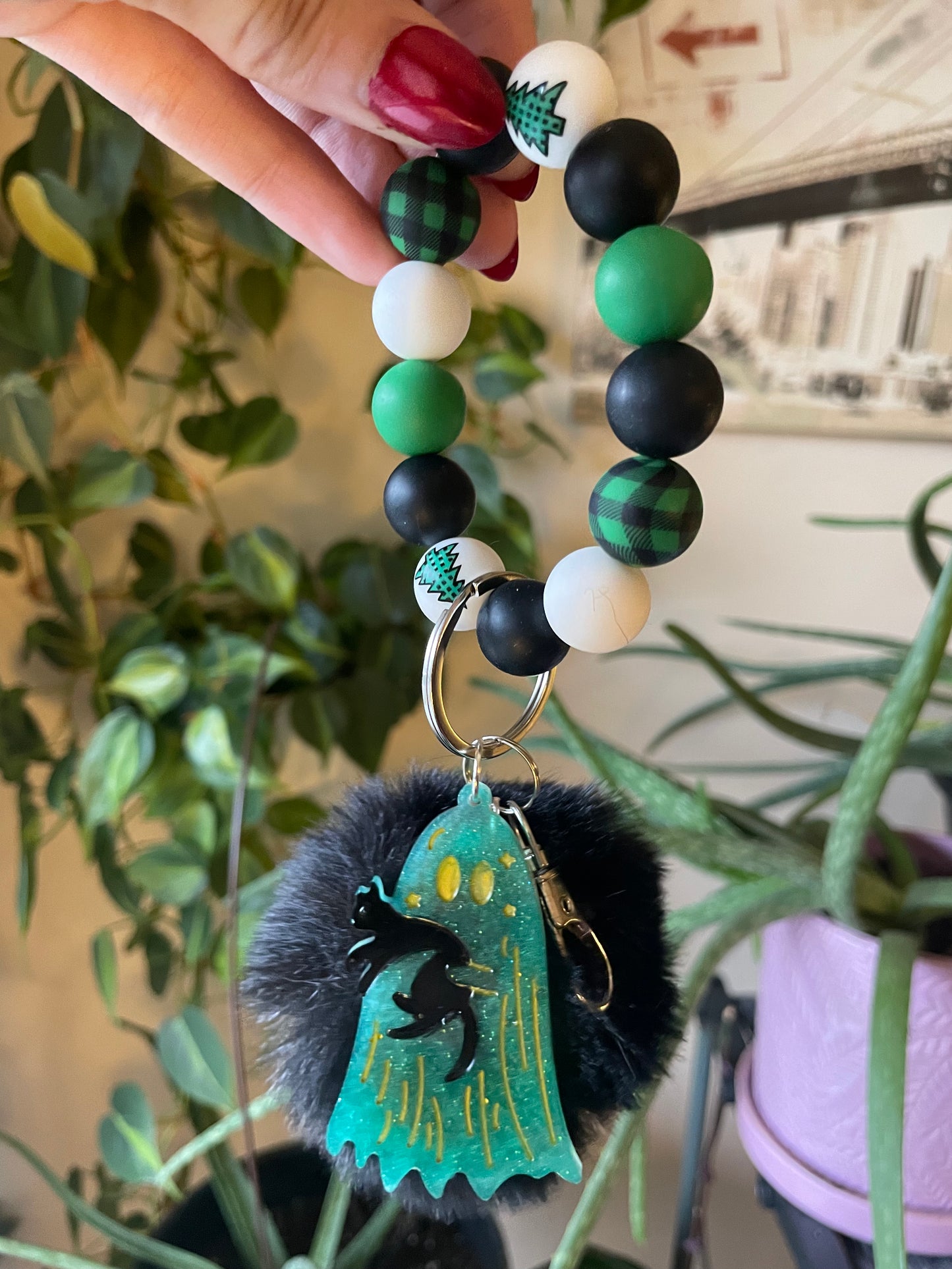 Spooky Christmas bubble bead bag charms