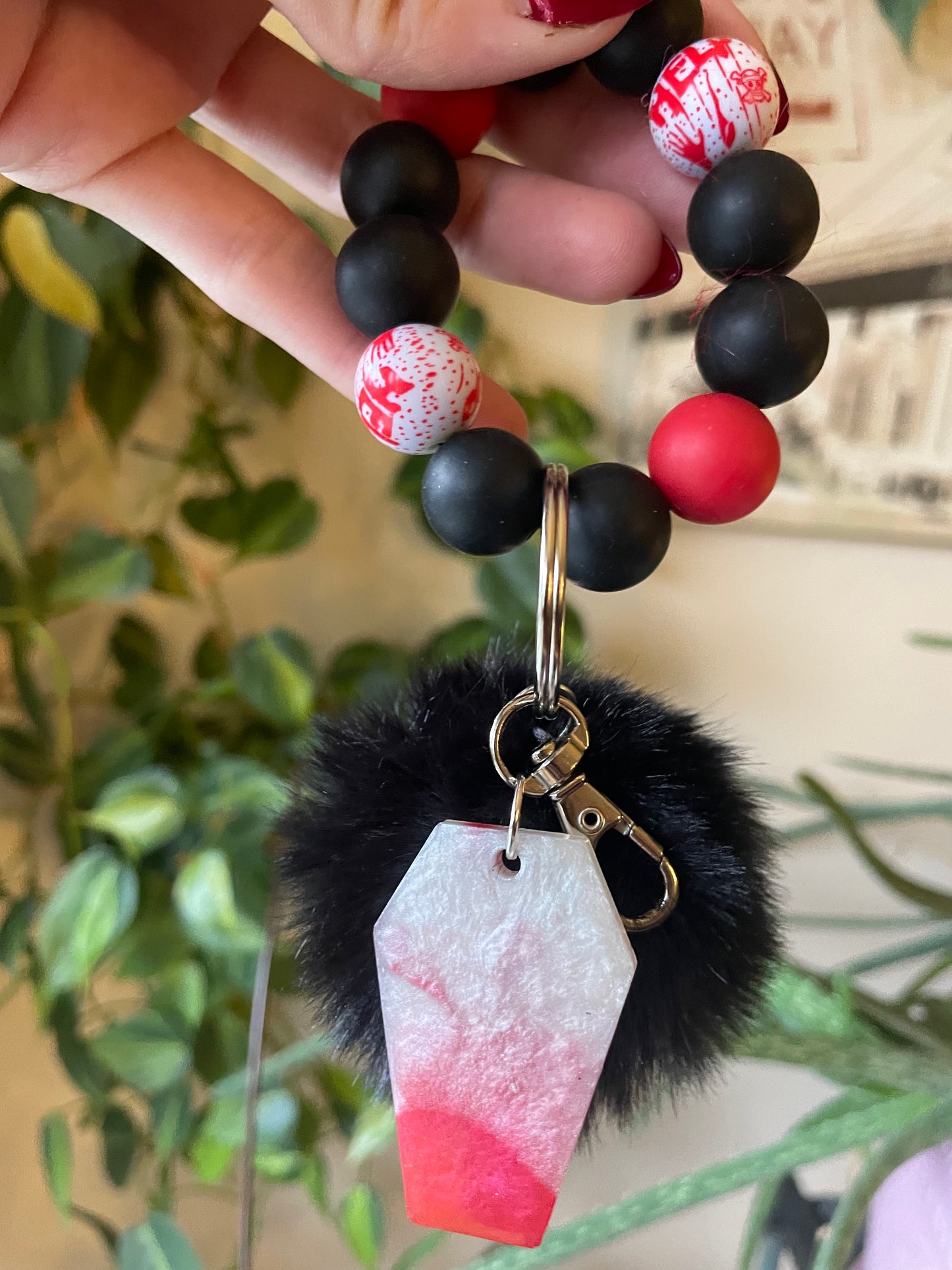 Horror bubble bead bag charm
