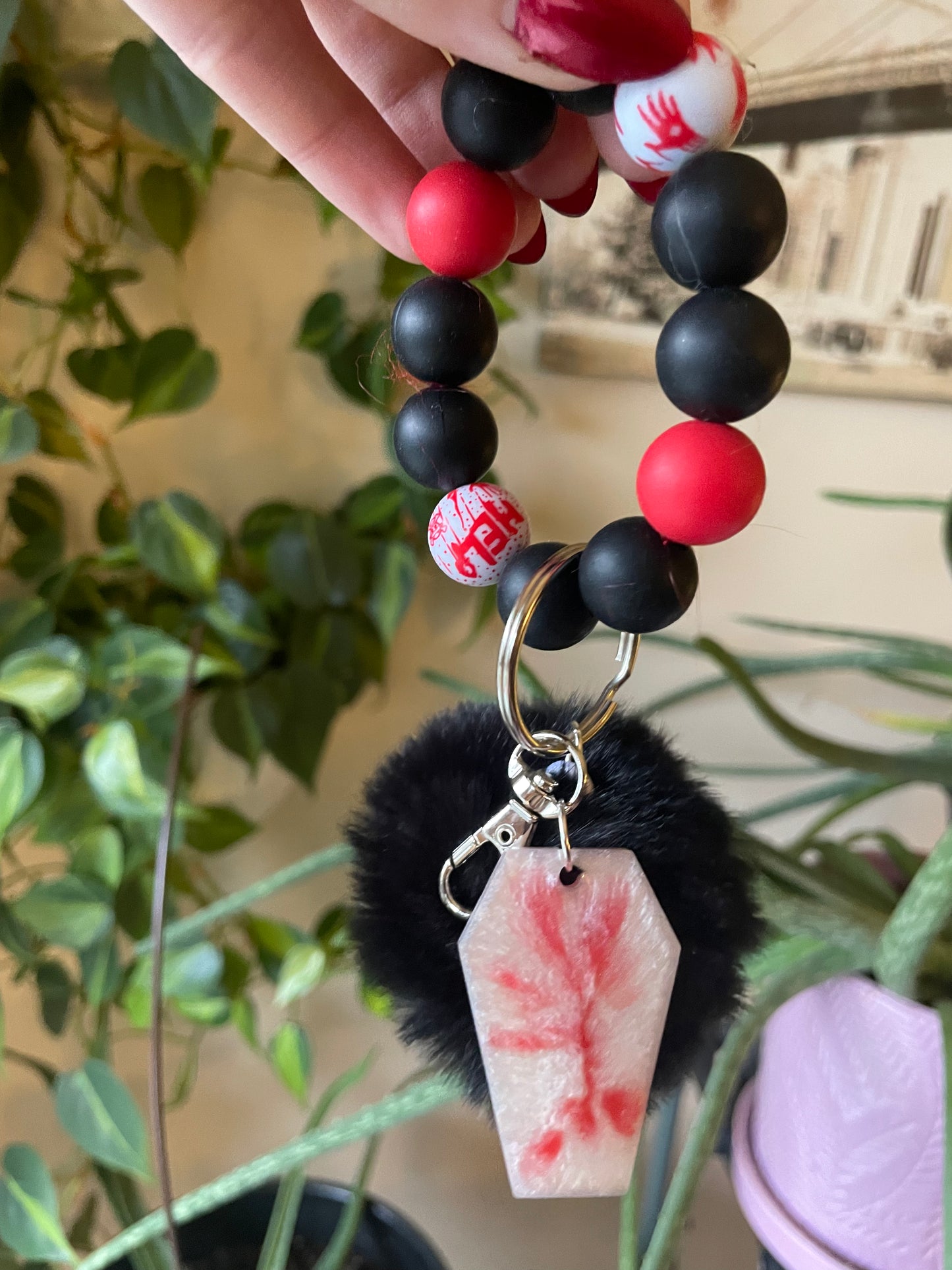 Horror bubble bead bag charm