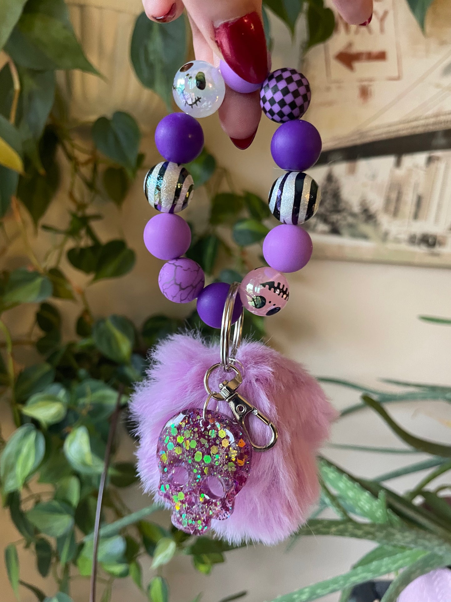 Nightmare bubble bead keychain and epoxy charms