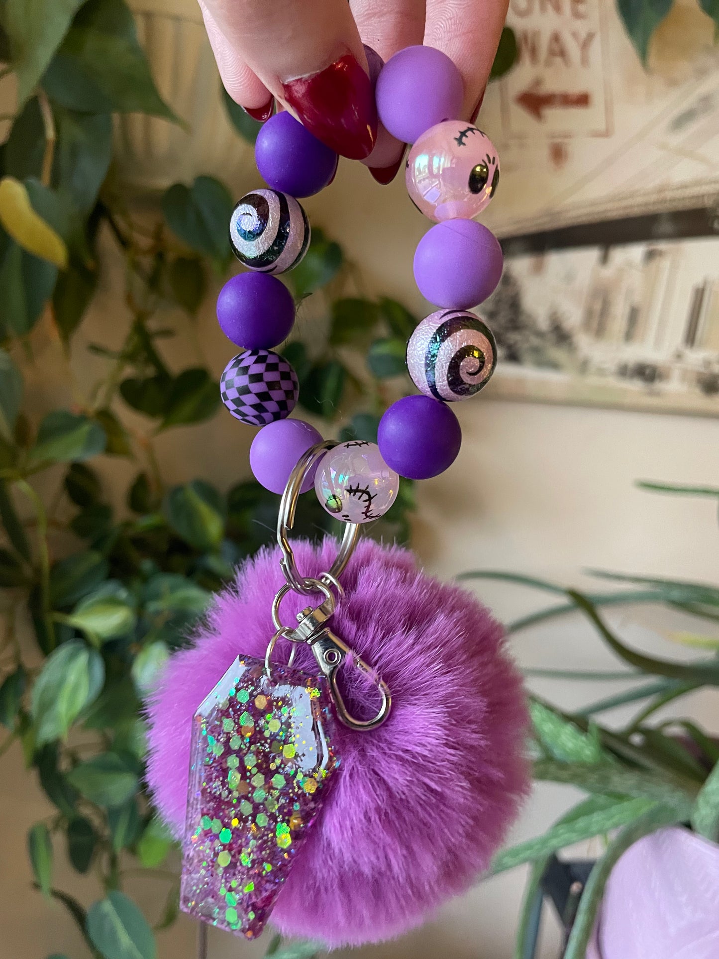 Nightmare bubble bead keychain and epoxy charms