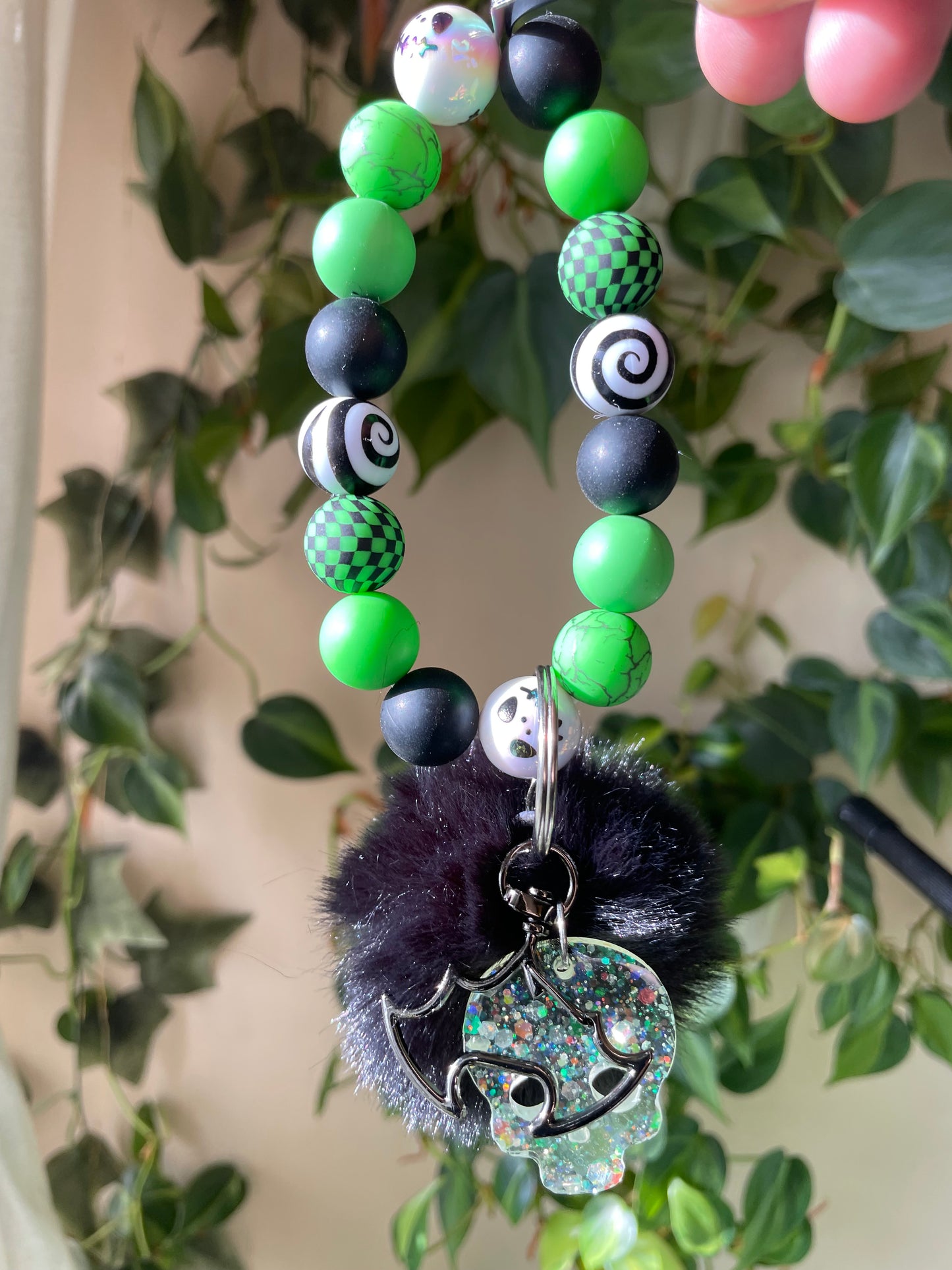 Nightmare bubble bead keychain and epoxy charms