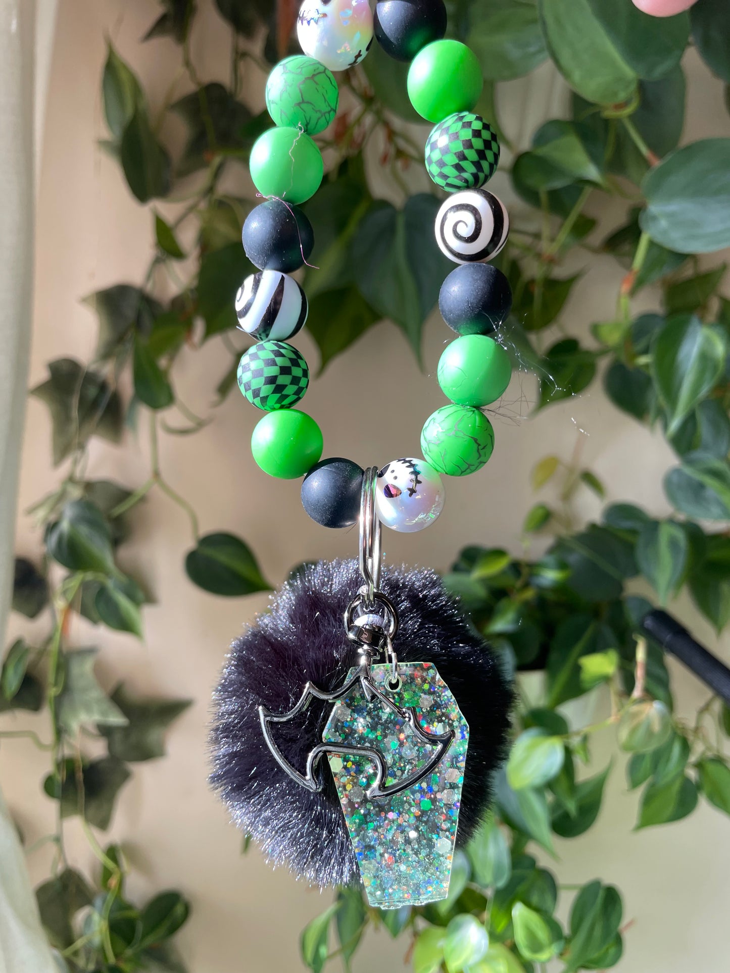 Nightmare bubble bead keychain and epoxy charms