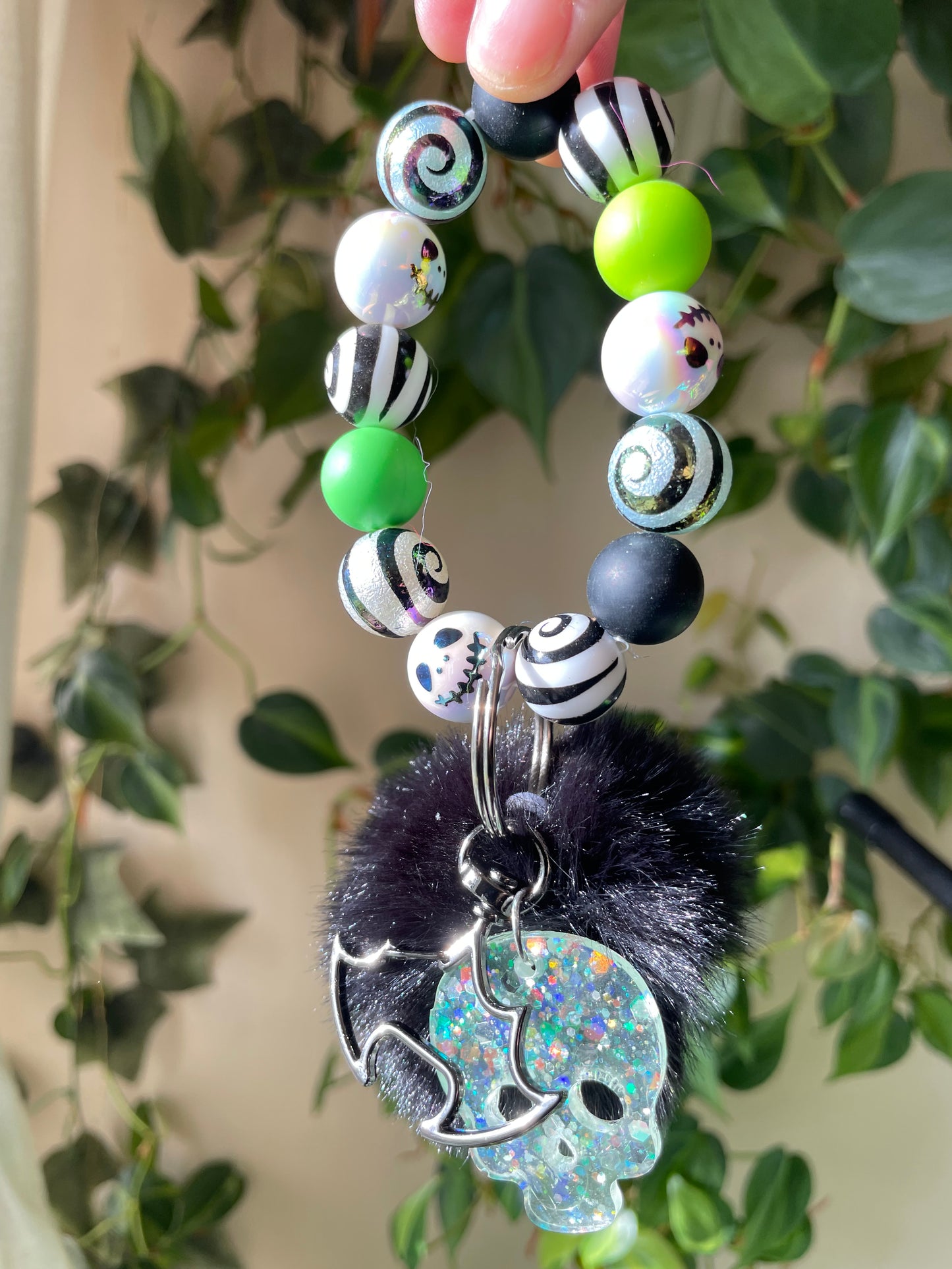 Nightmare bubble bead keychain and epoxy charms