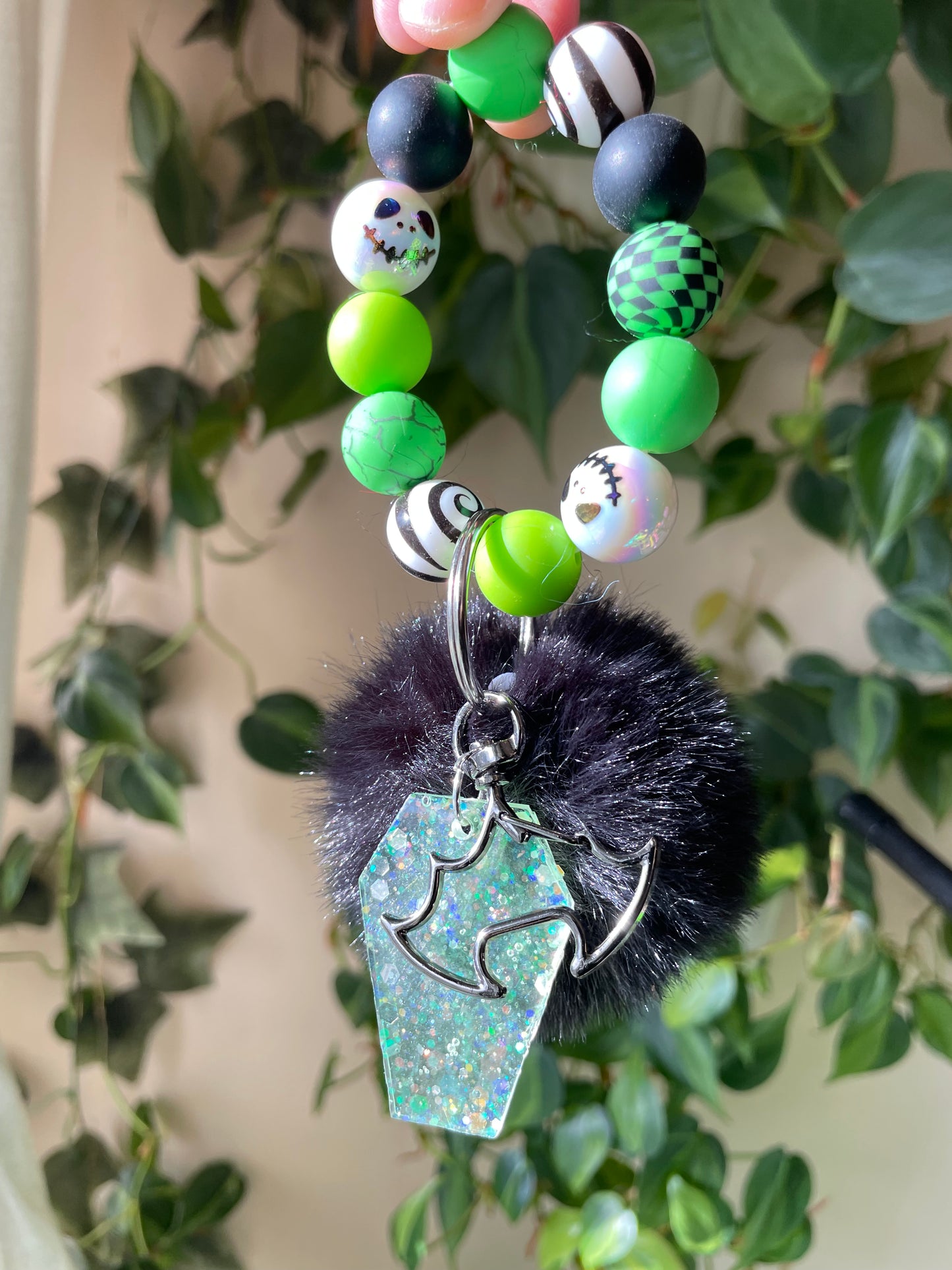 Nightmare bubble bead keychain and epoxy charms