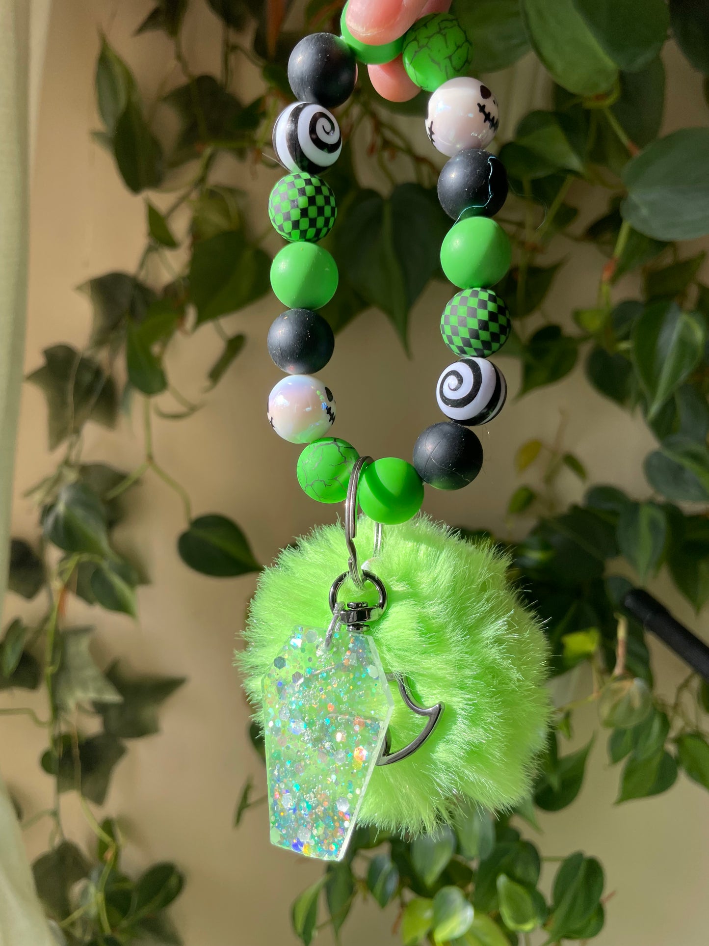 Nightmare bubble bead keychain and epoxy charms