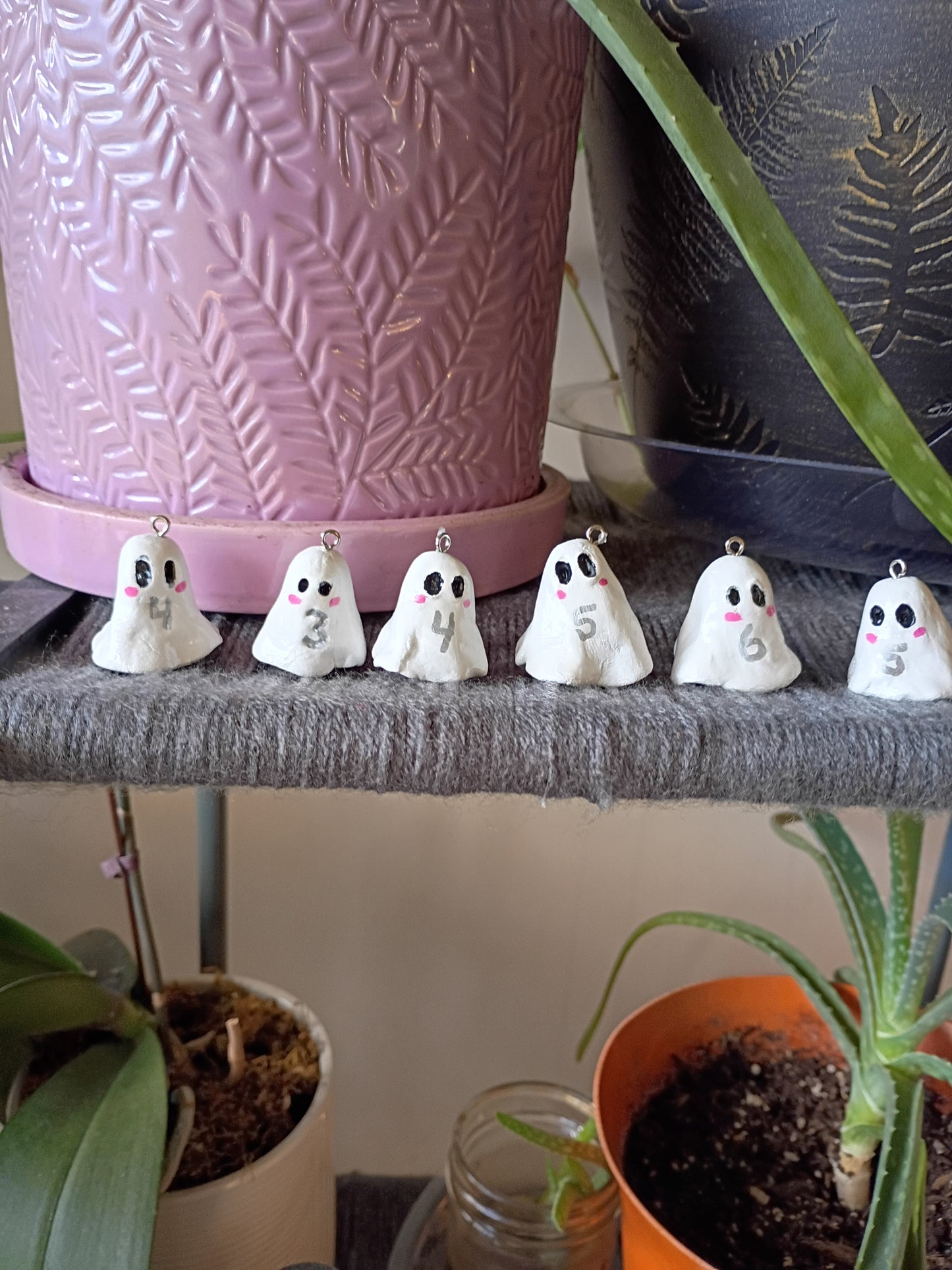 Blushing ghost clay stitch markers