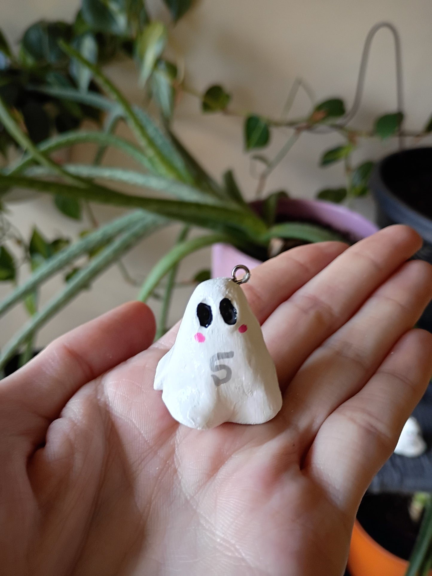 Blushing ghost clay stitch markers