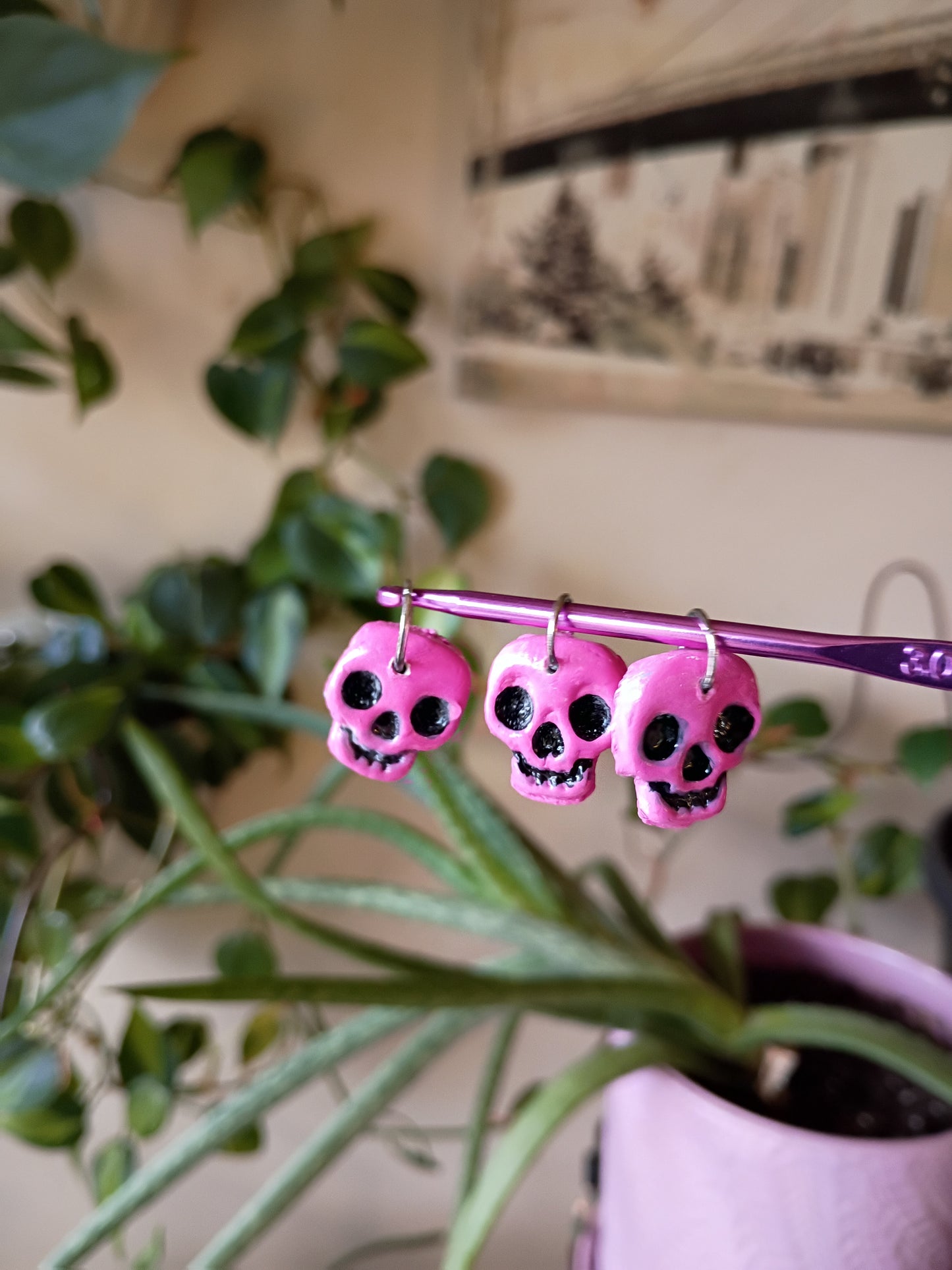 Skelly clay stitch markers