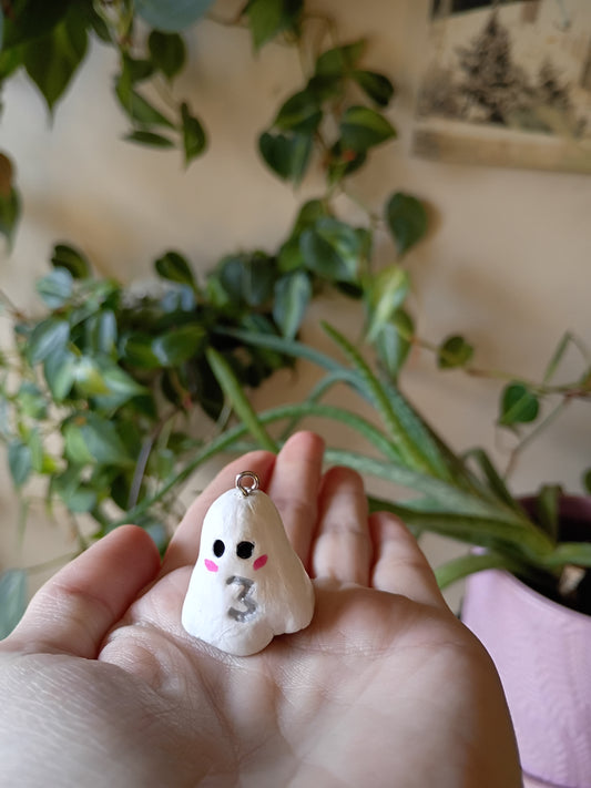Blushing ghost clay stitch markers