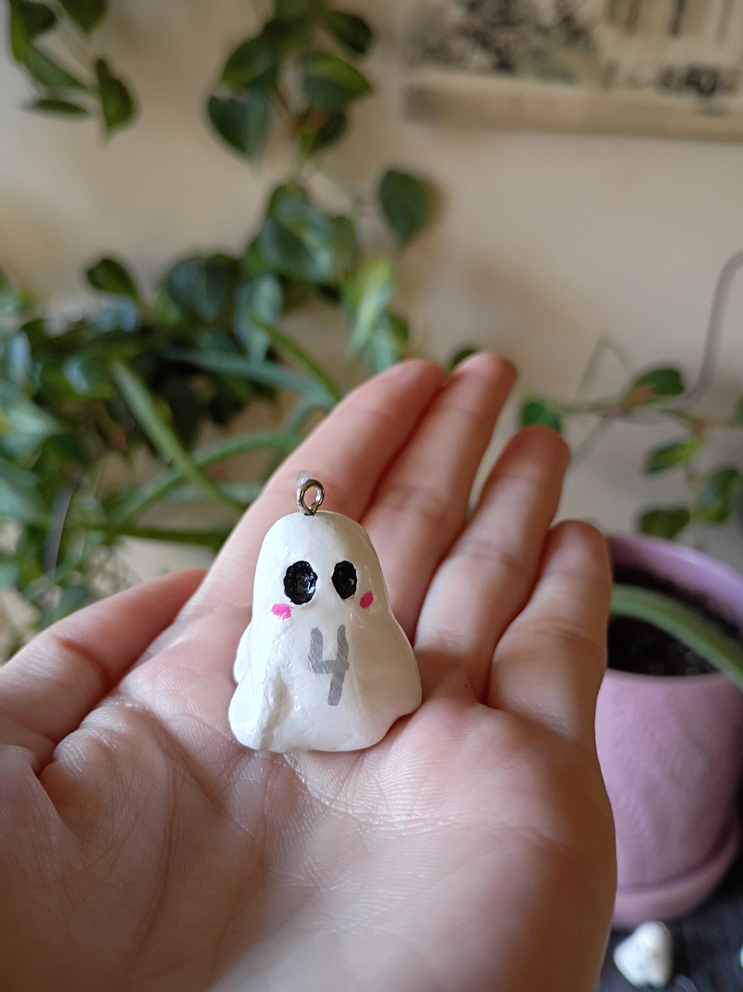 Blushing ghost clay stitch markers