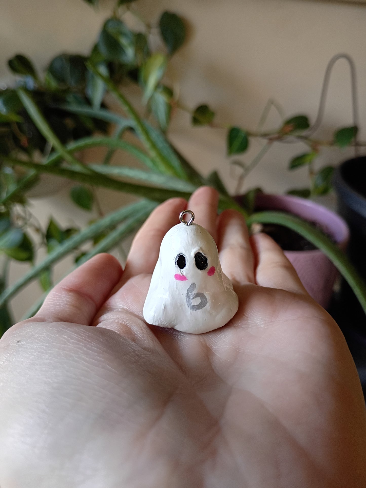 Blushing ghost clay stitch markers